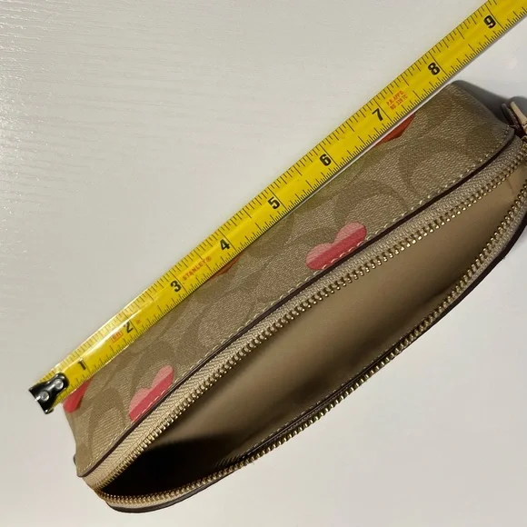 Coach Pencil Case In Signature Canvas with Stripe Heart Print - Picture 10 of 12